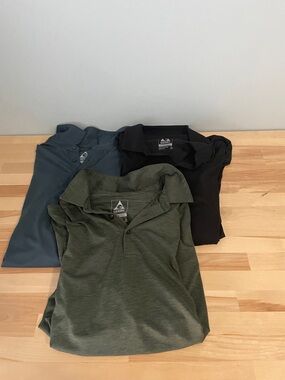 Gerry Weber Men's Polo Trio in Olive Green, Slate Blue, and Black